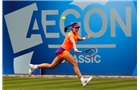 BIRMINGHAM, ENGLAND - JUNE 11: Christina McHale of the USA in action against Samantha Stosur of Australia during day three of the Aegon Classic at the Edgbaston Priory Club on June 11, 2014 in Birmingham, England. (Photo by Paul Thomas/Getty Images)